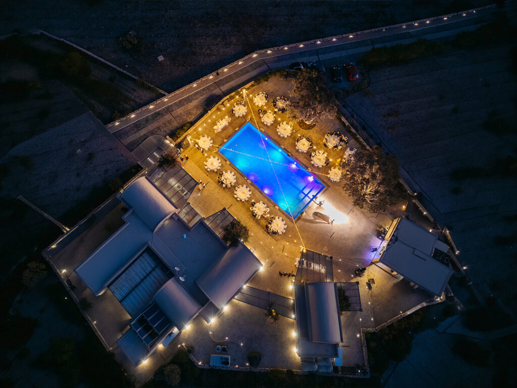 Top view Santorini wedding venue